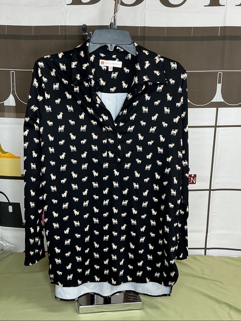 Jude Connolly animal print dog Ls top sz Medium #2365